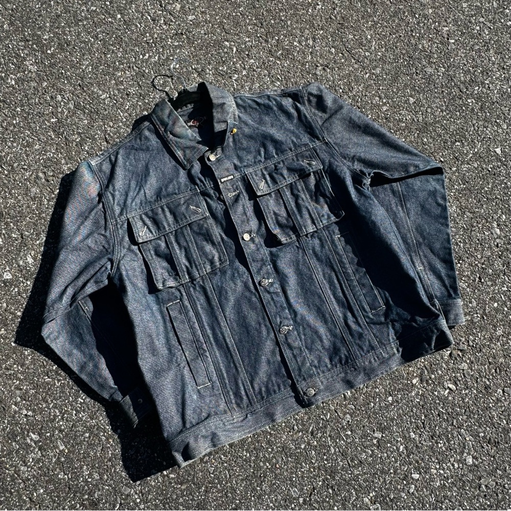 Vintage Y2K Mens Barcode Jeans Japanese Denim Jacket